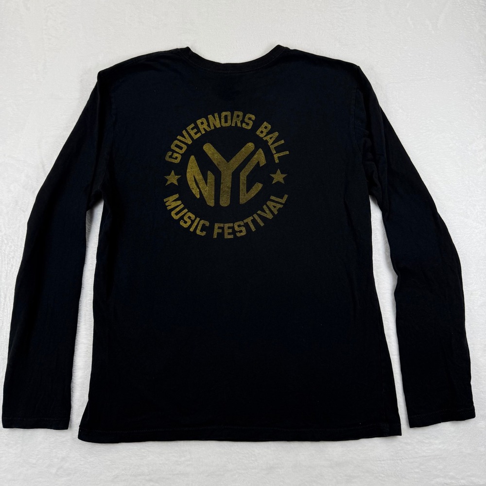 Governors Ball NYC Music Festival Long Sleeve T Shirt Black Gold Size L